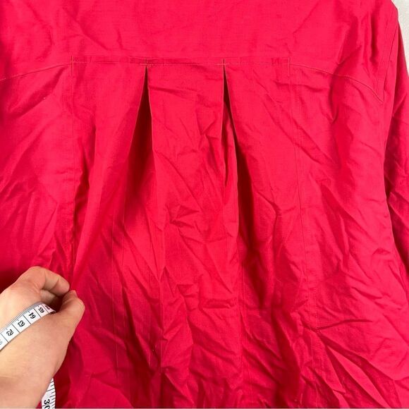 Chico’s no iron 3/4 sleeve fuchsia pink pleated boxy swing button down 3.5 XL - Picture 6 of 10
